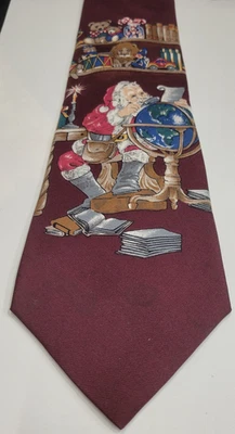 Праздничный галстук - Stafford - Santa - темно-бордовый шелк - США (4 x 58) - Изображение 1 из 3