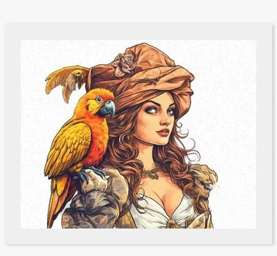 Siren of the Seas Female Pirate Adventure Paint by number Kit. DIY painting - Image 1 of 4