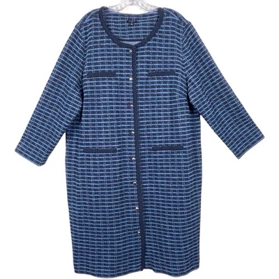 Vestido Talbots Línea A Ropa de Trabajo Para Mujer Talla 18W Azul Clásico Botón Frontal Plus Foto 1 de 4