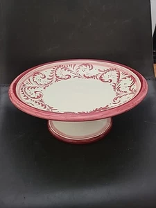 Rampini Italy Hand Painted 11.5" Ceramic Cake Stand Pedestal Plate Radda Tuscan - Picture 1 of 5