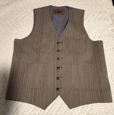 Chaleco Hart Schaffner Marx Hombre Frontal Abotonado Marrón y Azul Rayas XL Foto 1 de 4