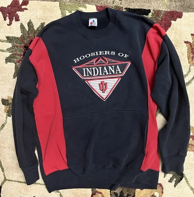Sudadera a Rayas Indiana Hoosiers Bordada Medio Oeste De Colección Rara Para Hombre Mediana Foto 1 de 4