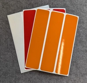 REFLECTIVE STRIP STICKERS - 135MM X 30MM - A6 SHEET  - CHOOSE YOUR COLOUR - Picture 1 of 8