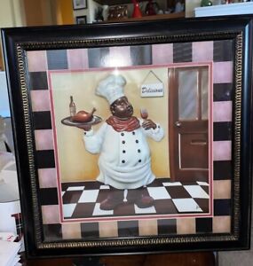 Chef Kitchen Picture Shadow Box Cake Cooking Chef 3D Wall Art Sz 17”x17”