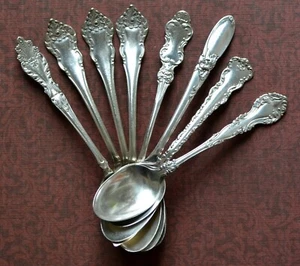 lot 8 Vintage Teaspoons Floral & Art Deco Eclectic Mismatched Mixed Silver plate - Bild 1 von 5