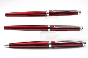 Juego de triple bolígrafo rojo translúcido facetado X-Pen NOS, CT (tinta incluida) - Imagen 1 de 7