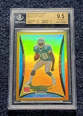 2008 Bowman Chrome Gold Refractor /50 Felix Jones BGS 9.5 POP 1 - Image 1 of 2