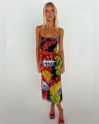 ZARA Fruit Print Maxi Dress Size Medium Rare Blogger Limited Festival NWT - image 1 of 4