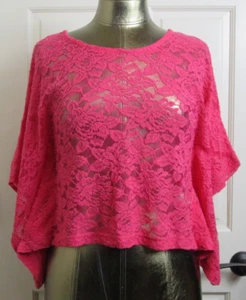 NWT Vanity Pink Lace Front Poncho Style Top Women Size M Chest 36 Crop 225-28643 - Picture 1 of 7