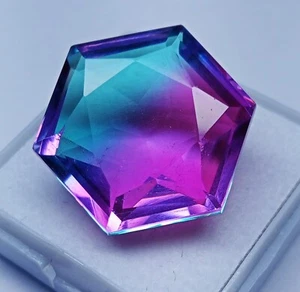 Natural Tourmaline Bi Color Hexagon Fancy Shape Certified 24.30 Ct Gemstone - Picture 1 of 7