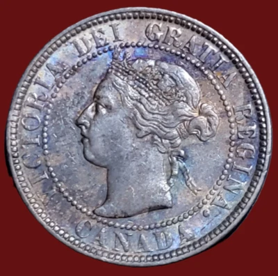 🇨🇦 1901 Queen Victoria Large Rainbow Tone Cent Coin Canada - Image 1 of 2