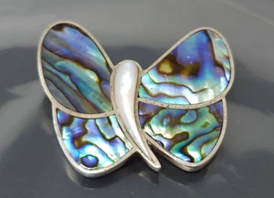 Vintage SAJEN Sterling Silver Mother of Pearl Butterfly Brooch - Picture 1 of 3