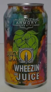 Lata de cerveza Wheezin' The Juice Juicy IPA 12 oz Grand Armory Brewing Grand Haven MI - Imagen 1 de 7