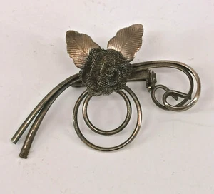 9125501 Silver Filigran-Brosche Flower Blossom Rose Antique Um 1920 - Picture 1 of 3