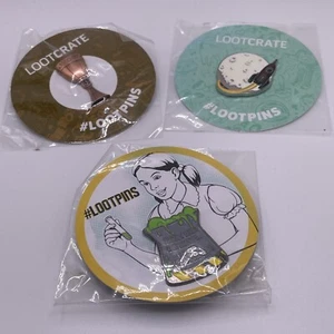 LootCrate Lootpins Lot x3 Artifacts 2018 Screw Lab Safety 2018 Cosmic 2019 NEW - Picture 1 of 2