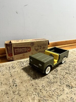 Vintage Structo Scout Army Cub No. 200 Yellow Interior Green With Original Box - Image 1 of 4