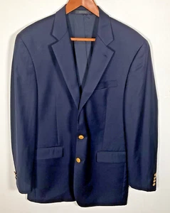 Ralph Lauren Blazer MEN 40 L 100% WOOL Navy Sport Coat Gold-tone Buttons CLASSIC - Picture 1 of 18