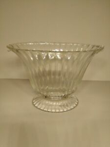 Vintage 1930s Clear Oval thick Depression Glass RIBBED Pedestal Vase 6" 