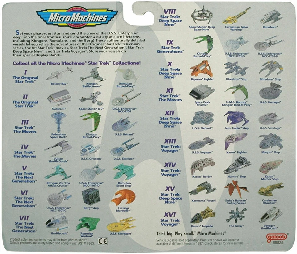 Galoob Micro Machines Star Trek Multi-Color Starships TOS TMP TNG DS9 Voyager - Image 1 of 4
