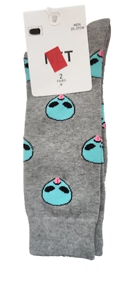 Net Men's Novelty Socks 2 Pack Gray and Purple with Alien theme - Image 1 of 2