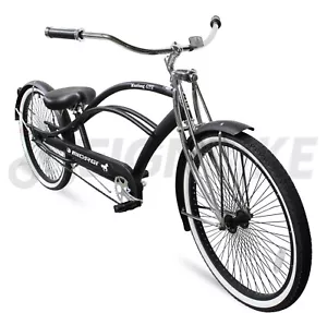 26" Cruiser Bike Stainless Steel Spokes Coaster Brake Chopper Bicycle Black - Picture 1 of 3