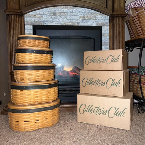 LONGABERGER COLLECTORS CLUB SHAKER HARMONY BASKET SET COMBO - FULL SET of 5 Cover