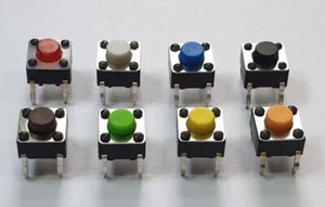 Interruttore tattile momentaneo 6 mm - 4 pin - confezione da 5 - colore a scelta - P&P gratuito - Foto 1 di 11