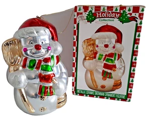 Christmas Snowman Ornament with Box 9" Metallic Colorful Hanger - Picture 1 of 10