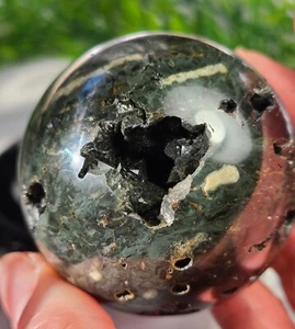 2.5" 62mm 282g Druzy Geode Quartz Crystal in Ocean Jasper OJ Crystal Ball Sphere - Picture 1 of 24