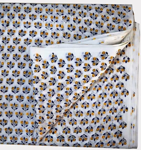 Print_373 Indian Handmade Hand Block Print Floral 100% Cotton Fabric 2.5 Yard - Picture 1 of 4