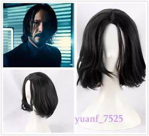John Wick Wig Cosplay Black Short Wavy Hair Wig Handsome Men Halloween Party - Picture 1 of 5