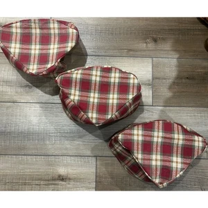3 Longaberger LARGE CORNER Basket Liners Orchard Park Plaid fabric RARE - Picture 1 of 3