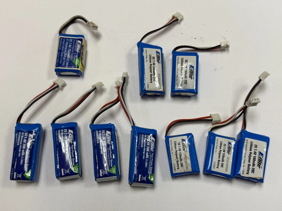 10x Used E-Flite EFlite UMX 2S RC Remote Control Lipo 7.4v RC Airplane Batteries - Image 1 of 1