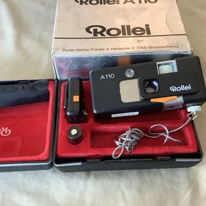 Rollei A110 110 Film Miniature Camera Tessar 23mm F2.8 Untested W/ Case & Box - Picture 1 of 5
