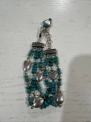 Vintage Turquoise Heart Triple Strand Adjustable Bracelet, Brighton Hopi Dreams - Image 1 of 4