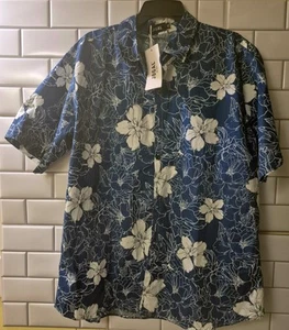 Jogal Men's Shirt XL Button-Up Blue Tropical Flowers Hawaiian Short Sleeve - Picture 1 of 11