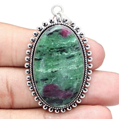 Colgante Rubí Zoisita Piedra Preciosa Hecho a Mano Regalo Para Ella Joyería de Plata 2.25" Foto 1 de 4