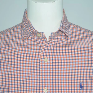 POLO RALPH LAUREN Langarm-Freizeithemd Gingham Check orange blau Gr. M - Bild 1 von 4