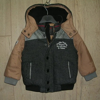 Manteau blouson bomber garçon marron gris à capuche Catimini 12-18m 86cm - Photo 1/4