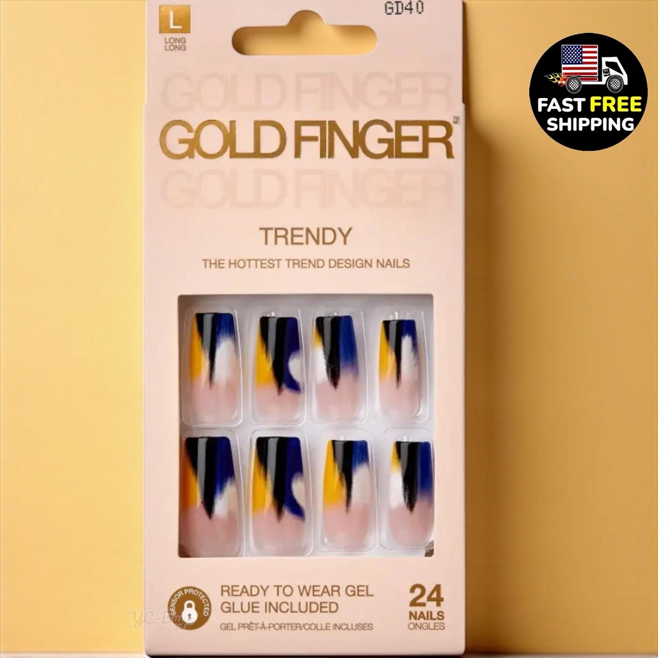 Kiss Goldfinger Press On Nails Per-designed GD40 24 Nails With Glue - Image 1 of 1