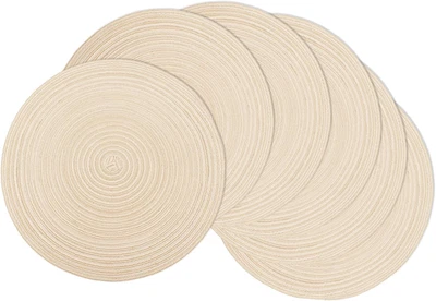 Braided round Placemats Set of 6, Woven Washable Non-Slip Table Mats for Kitchen - Image 1 of 4