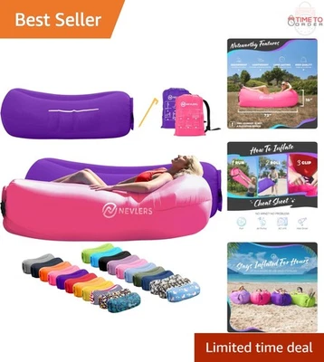 2 Pack Inflatable Loungers Air Sofa Couch Portable Beach Camping Pouch - Image 1 of 4