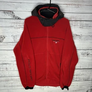 Vintage Polo Sport Ralph Lauren Fleece Full-Zip Thermal Pro Jacket Red Medium - Picture 1 of 8