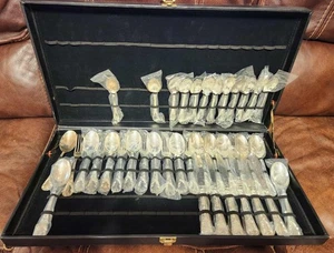 Vintage unvollständiges 37er Set Silberbesteck mit schwarzem Aufbewahrungskoffer - Bild 1 von 17