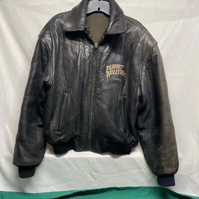 De colección.  Abrigo chaqueta de vuelo de bombardero reversible Small Planet Hollywood 1991 Dallas Foto 1 de 4