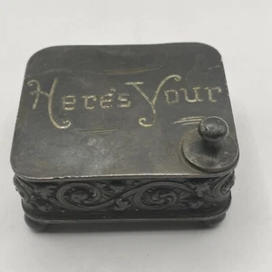 Antique 1900’s Homan MFG Co 'Here's Your' Quadruple Plate Keepsake Trinket Tin - Picture 1 of 11
