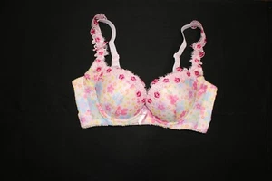 Sujetador push-up de encaje floral bordado rosa - talla 28B - Imagen 1 de 5