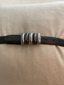 Vintage Vicenza Black Italian Calf Skin Belt Industrial Design Hardware Size 30 - Picture 1 of 7