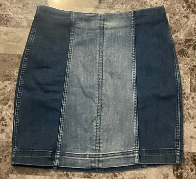 NUEVO SIN ETIQUETAS NUEVO CON ETIQUETAS FREE PEOPLE 10 BLOQUES DE COLORES JEAN ELÁSTICO RECTO FALDA LÁPIZ Foto 1 de 4