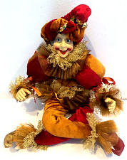 Clown Porcelain Harlequin Doll with Soft Body Decoration 8''/21cm Rare